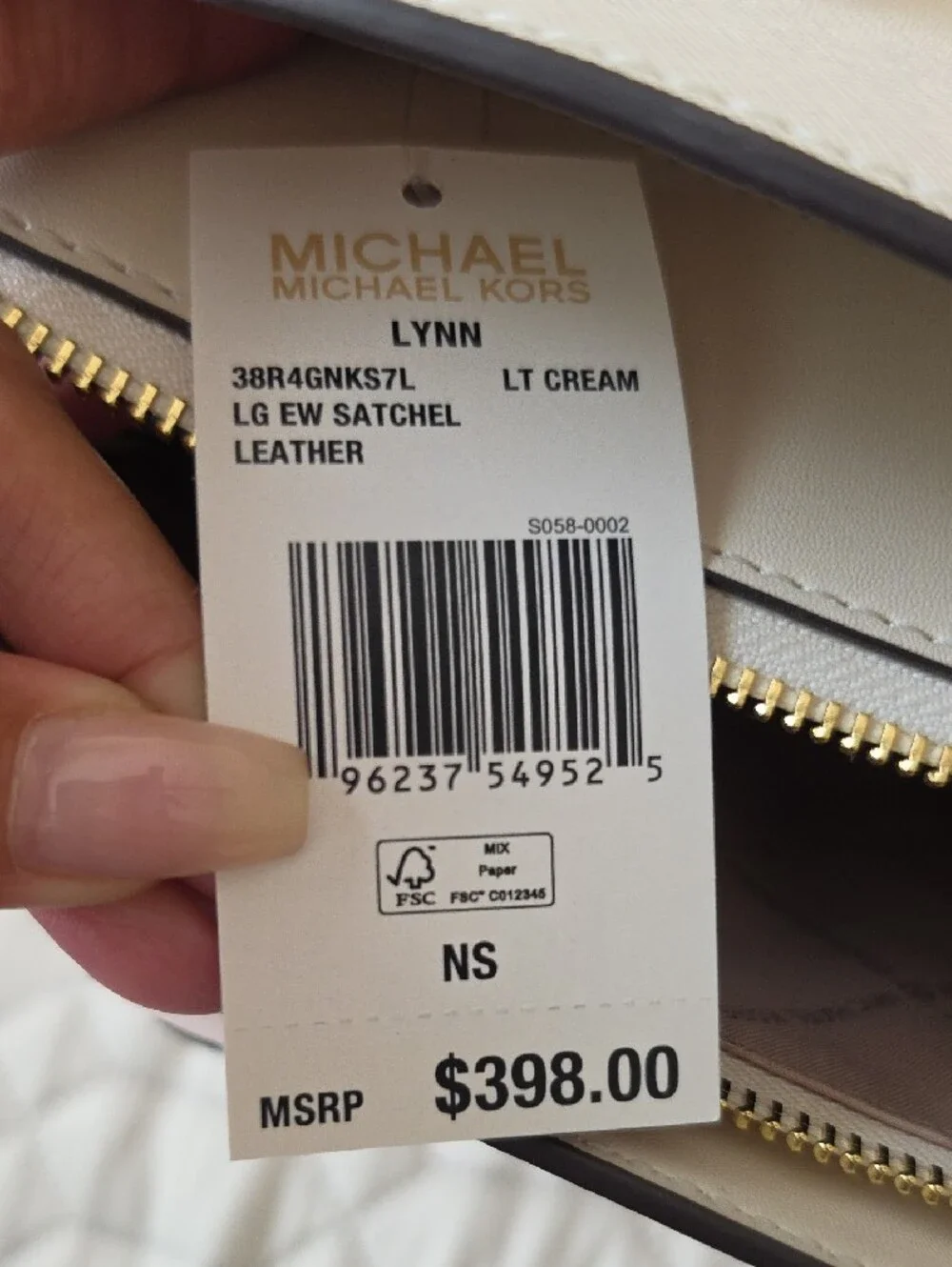 Michael Kors White Saffiano Satchel with Gold Hardware